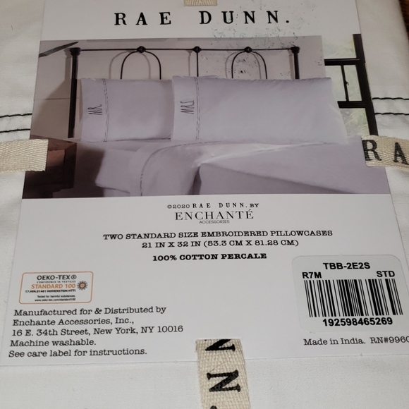 Rae Dunn Pillowcases Mr. & Mrs. 100% Cotton Black & White - Picture 4 of 8